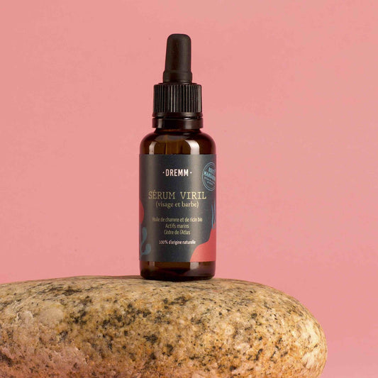 sérum pour homme produit en Bretagne, aux ingrédients bretons et actifs marins pour le soin de la barbe et du visage.