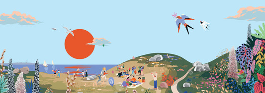 illustration du 15e anniversaire de Route Mandarine sur les dunes du pays d'Iroise