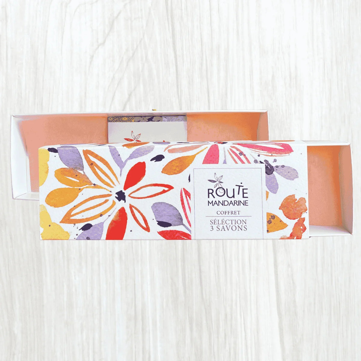 coffret aquarelle orange pour 3 savons